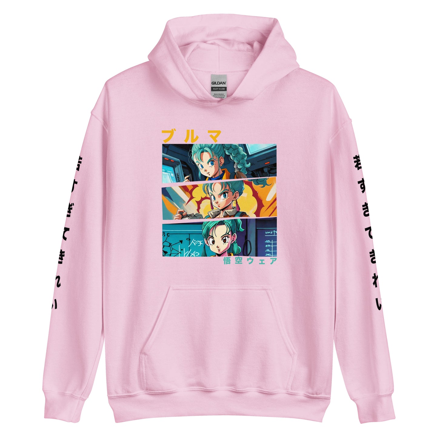 Front view of the Bulma Capsule Corp Pink Colour Hoodie showcasing its sleek design and soft fabric.