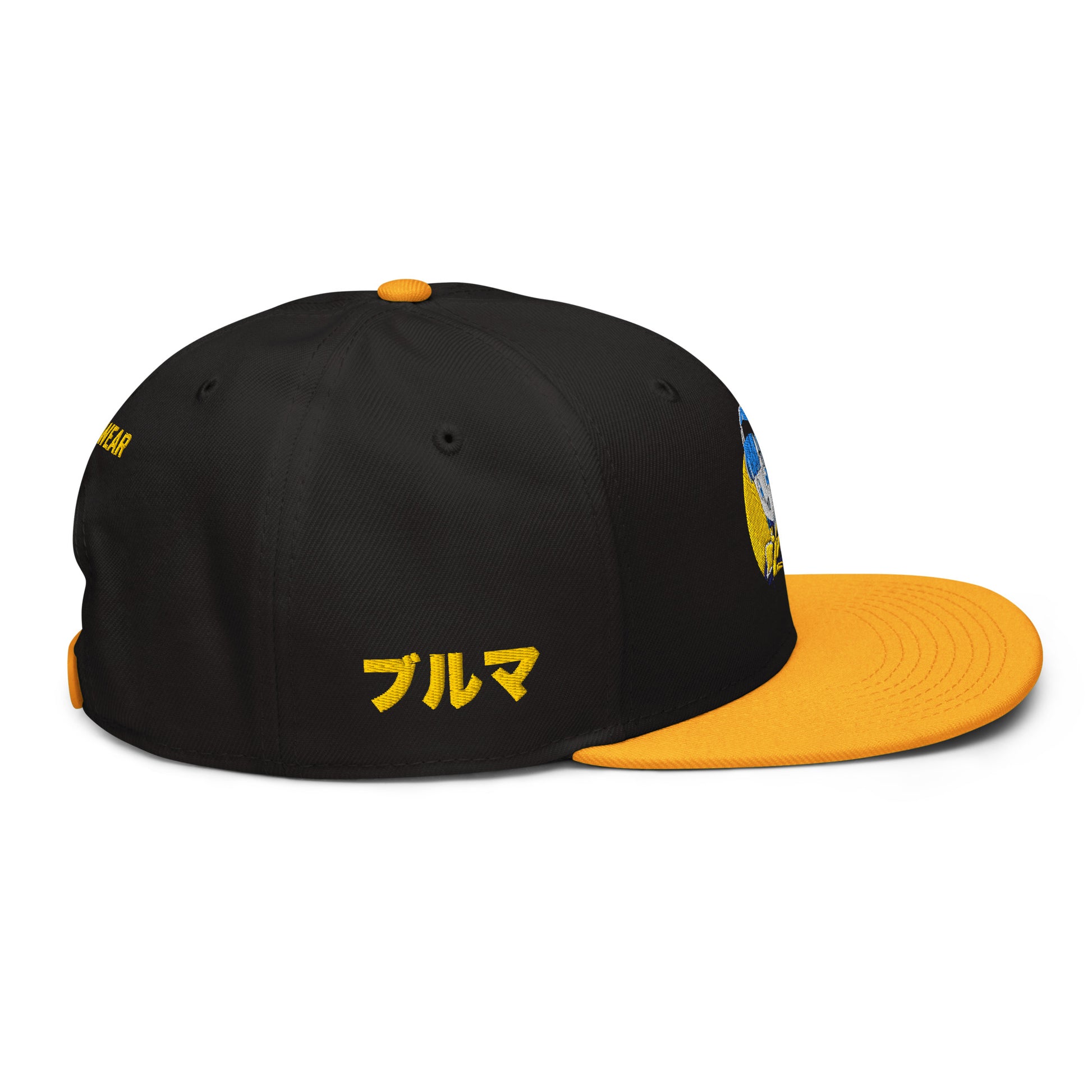 Right Side view of the Bulma Snapback Hat with sleek high-profile structure.