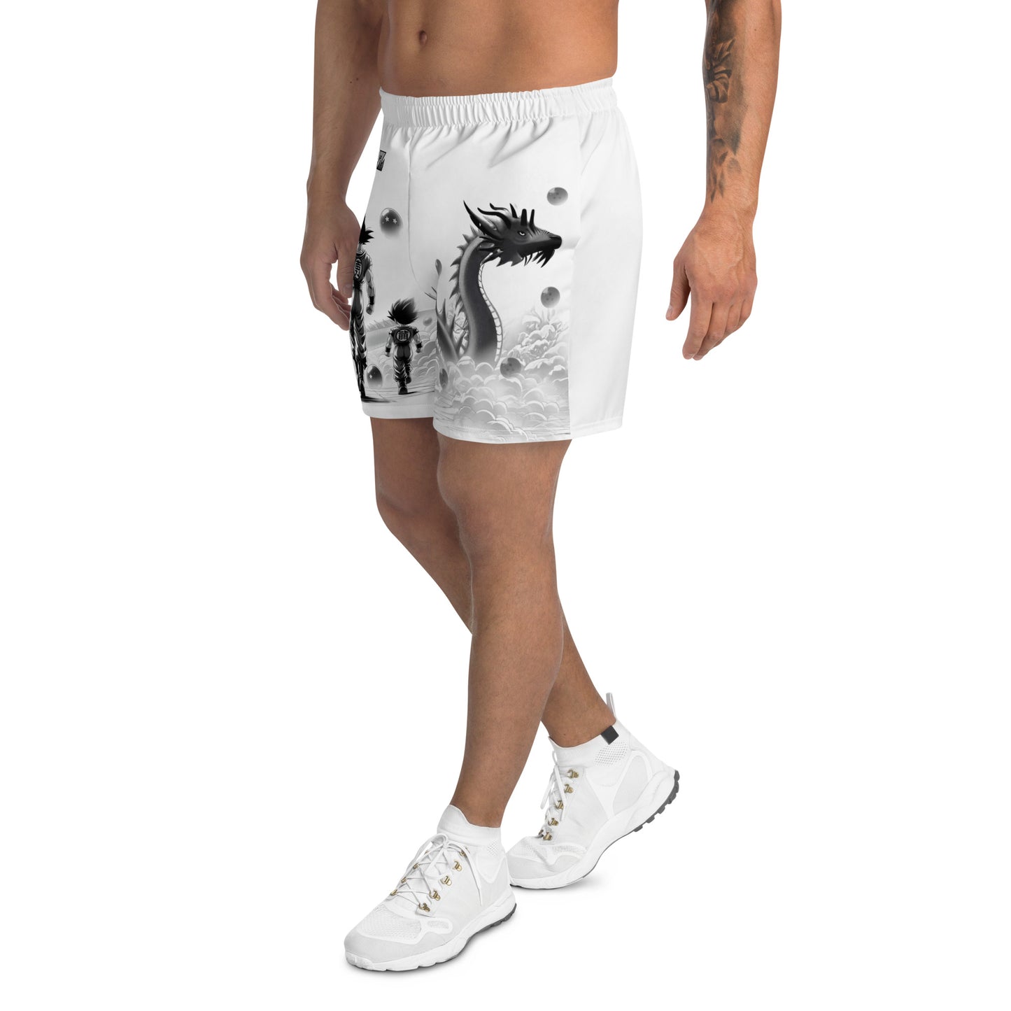 Lifestyle image of Dragon Ball Athletic Shorts being worn during a high-energy workout, highlighting breathability and comfort for an active lifestyle.