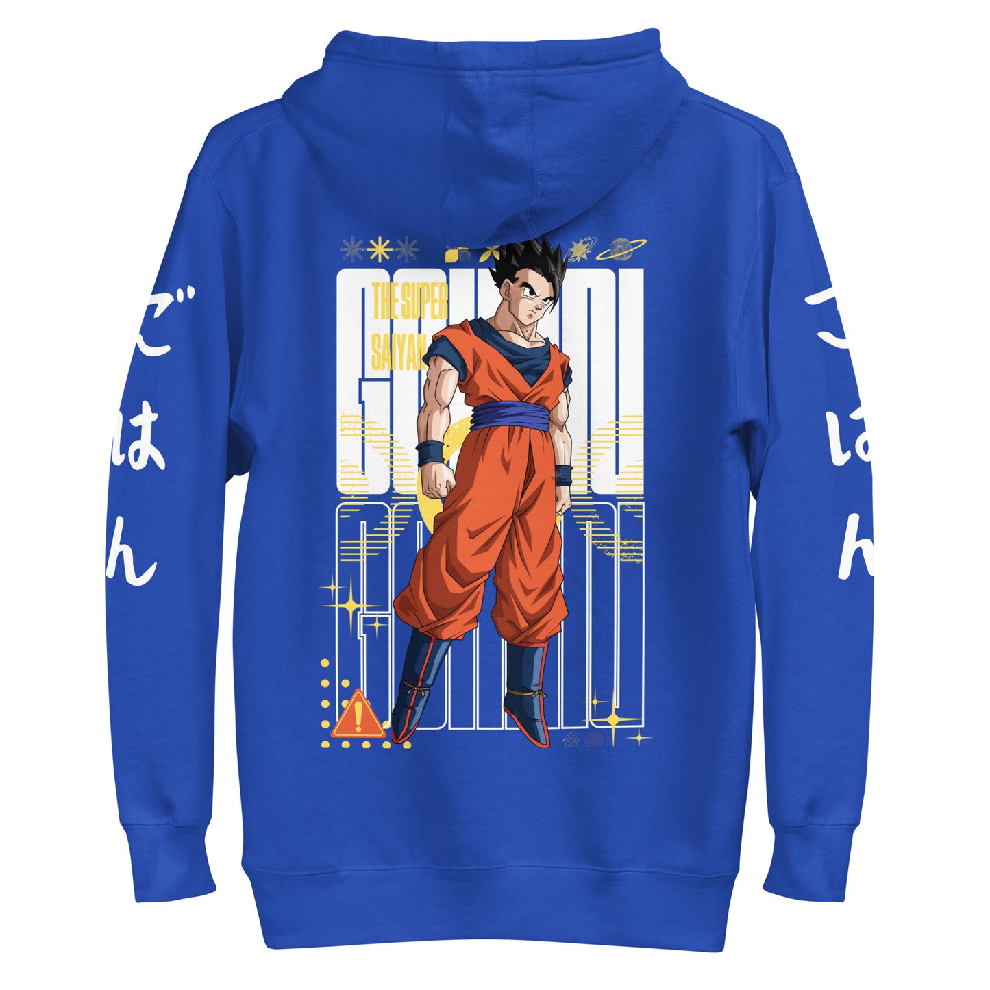 Back view of the Gohan Potential Hoodie showcasing its minimalist design and durable self-fabric patch.