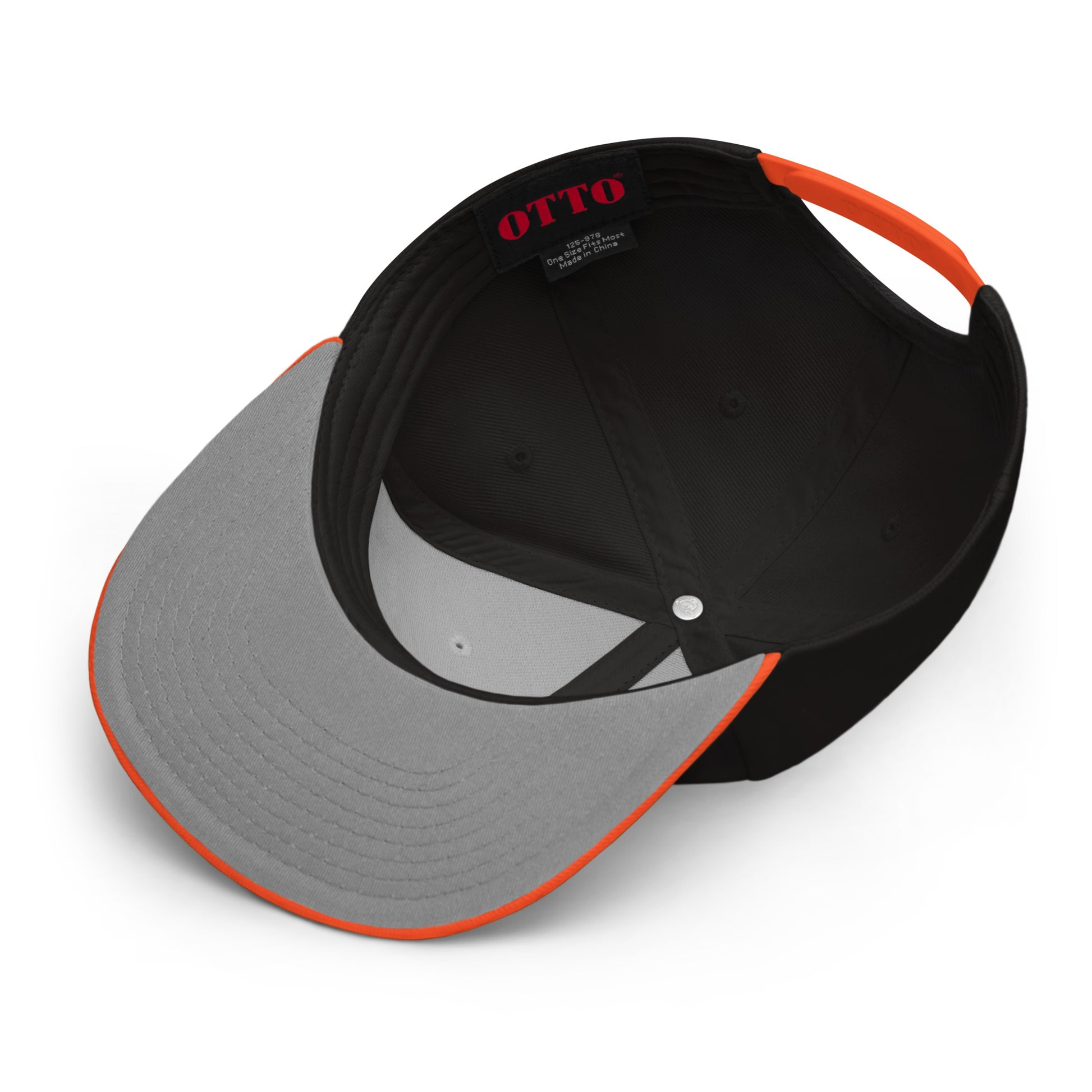 Gohan Snapback Hat with structured high-profile design and flat visor. Inside View 