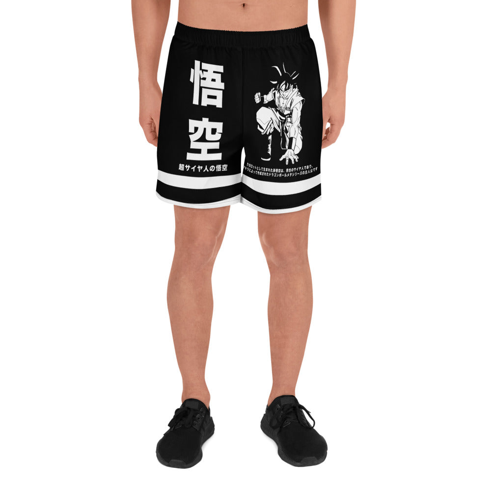 Lifestyle image of Goku Athletic Shorts worn during an outdoor activity, emphasizing breathability and flexibility for active wear. Front View 