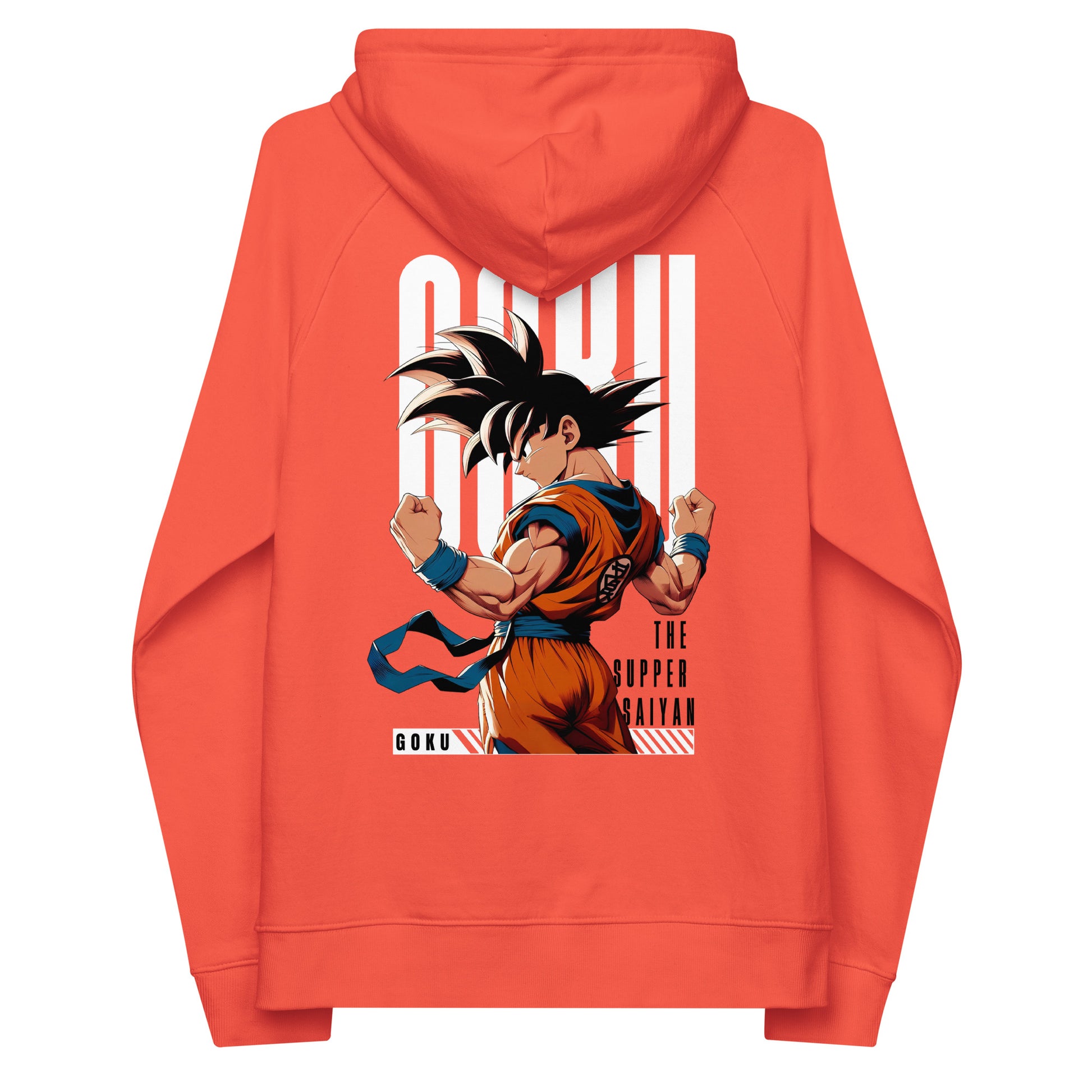  Back view of the Goku Legacy Themed Hoodie, highlighting its sleek and minimal design.