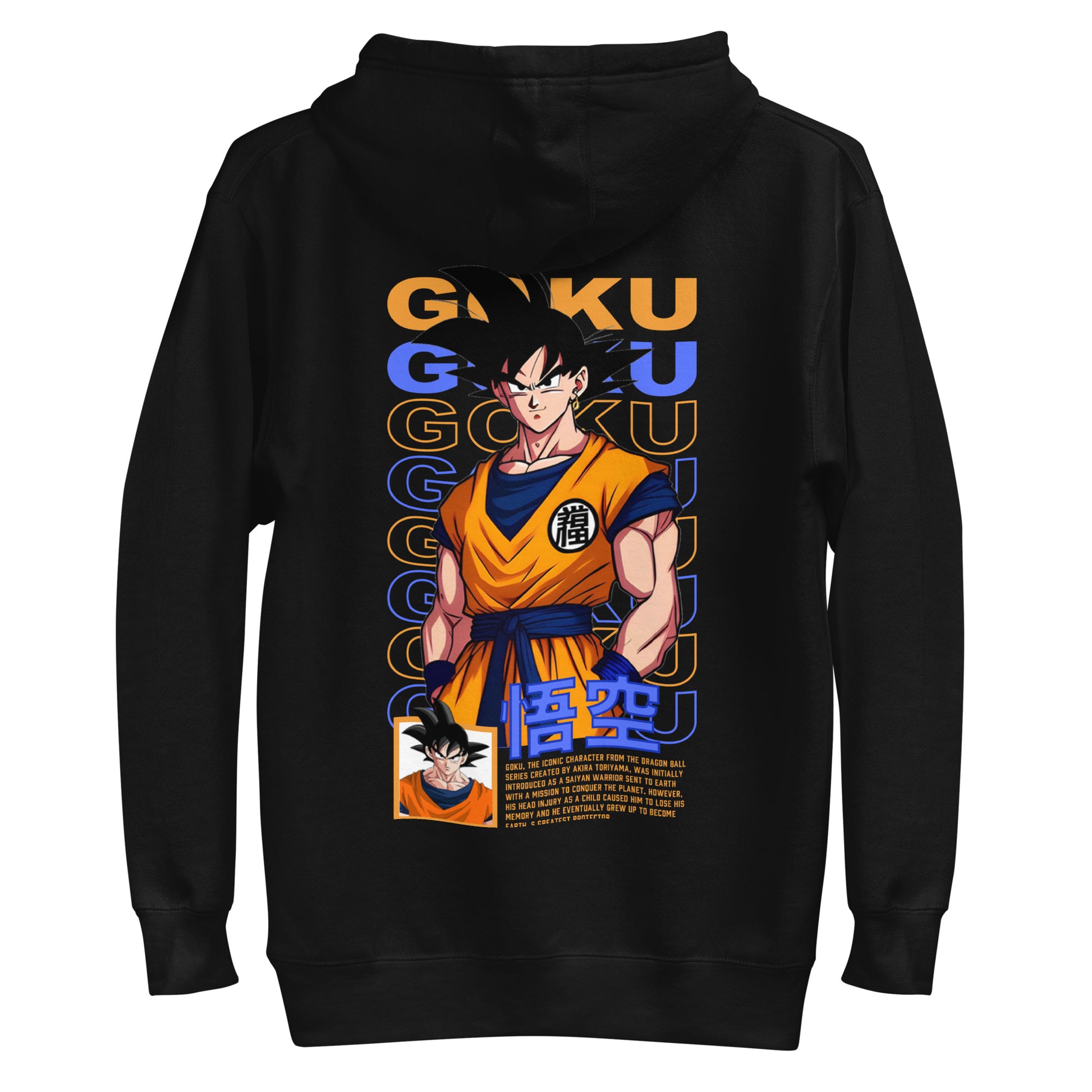 Back view of the Goku Saiyan Black Hoodie, highlighting its sleek and simple design.