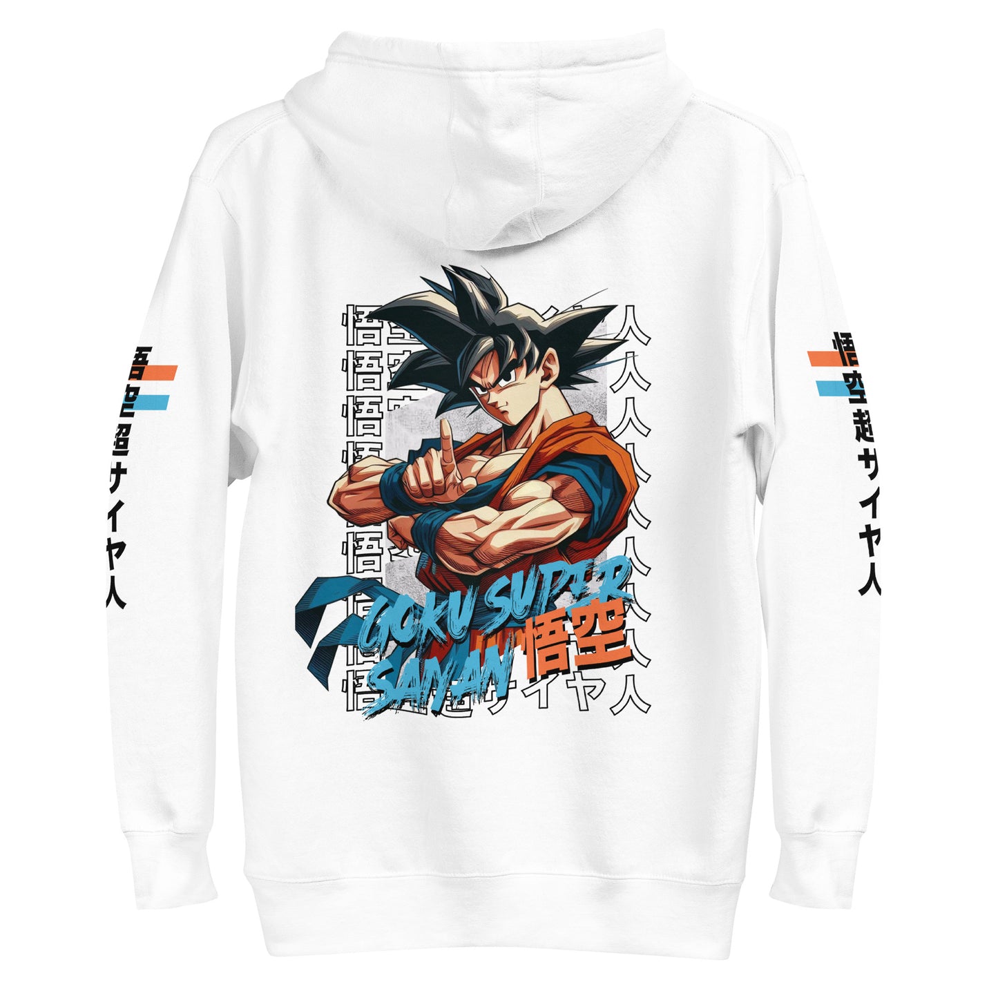 Back view highlighting the self-fabric patch and clean design of the Goku Saiyan Symbol Hoodie.