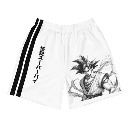 Front view of Goku Warrior Athletic Shorts featuring a black base and performance-focused design for anime and fitness fans.