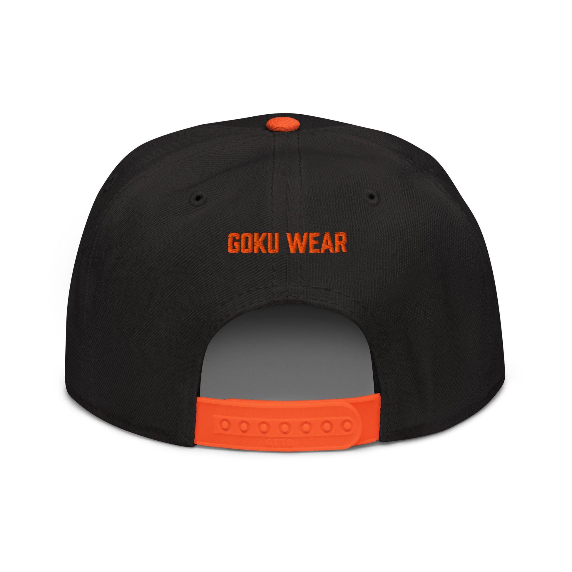 Krillin Snapback Hat with structured high-profile design and flat visor. Back view 