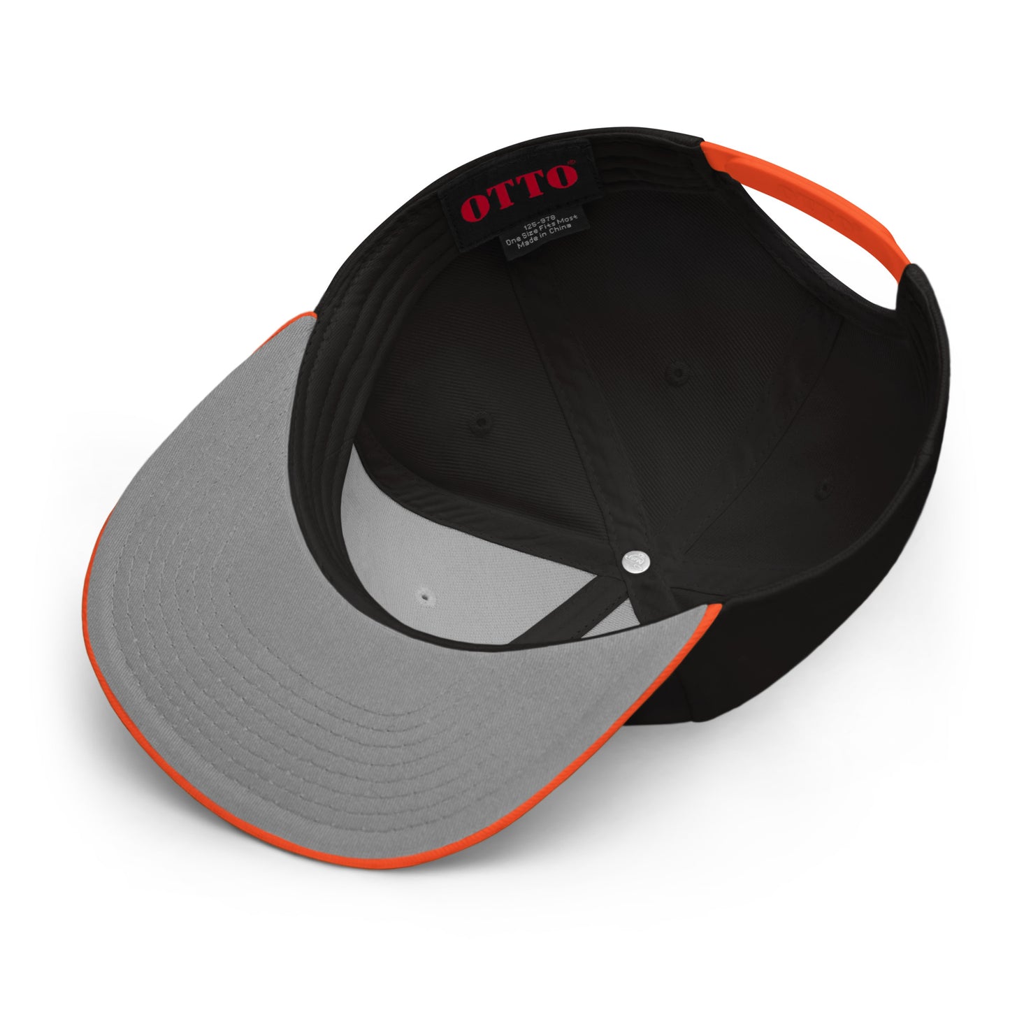 Inside view of Krillin Snapback Hat with structured high-profile design and flat visor. 