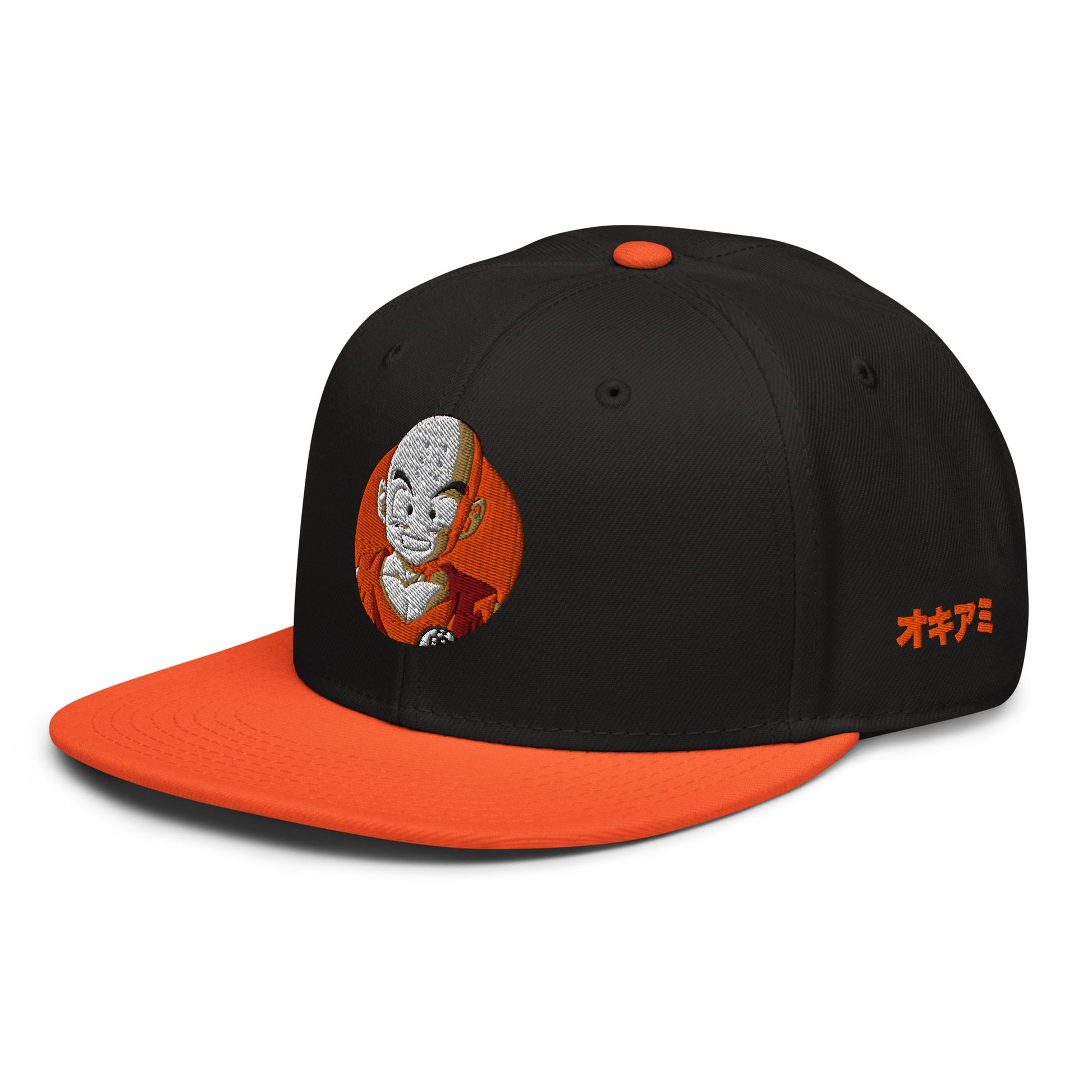 Krillin Snapback Hat with structured high-profile design and flat visor. Left Side View 