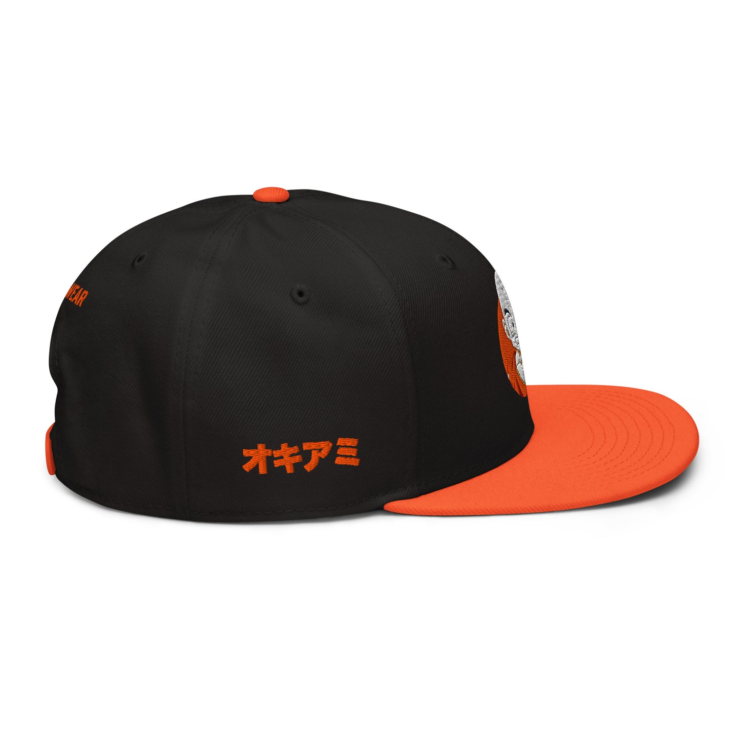 Krillin Snapback Hat with structured high-profile design and flat visor. Right Side View 