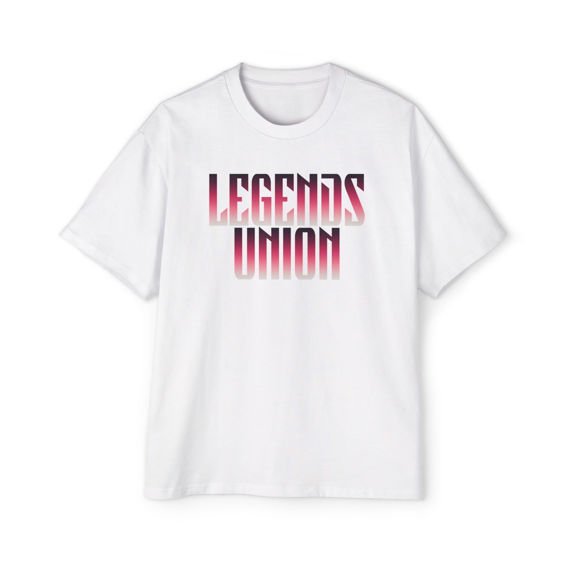 Legends Unite Oversized Tee front view featuring Goku, Wolverine, and Deadpool design in an oversized fit.