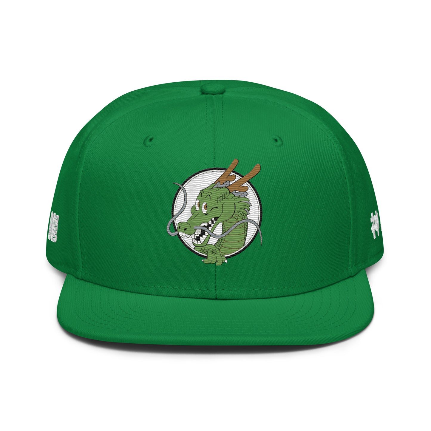 Shenron Snapback Hat with a high-profile structured design and grey under visor.