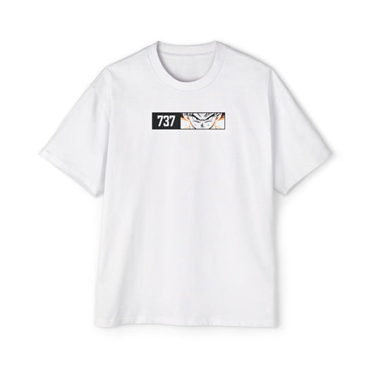 Front view of the Son Goku 737 Heavy Oversized Tee, displaying a relaxed and oversized fit with premium cotton material.