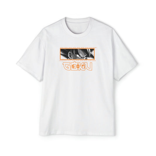 Front view of the Son Goku Heavy Oversized Tee, showcasing a relaxed, oversized fit and premium cotton material.