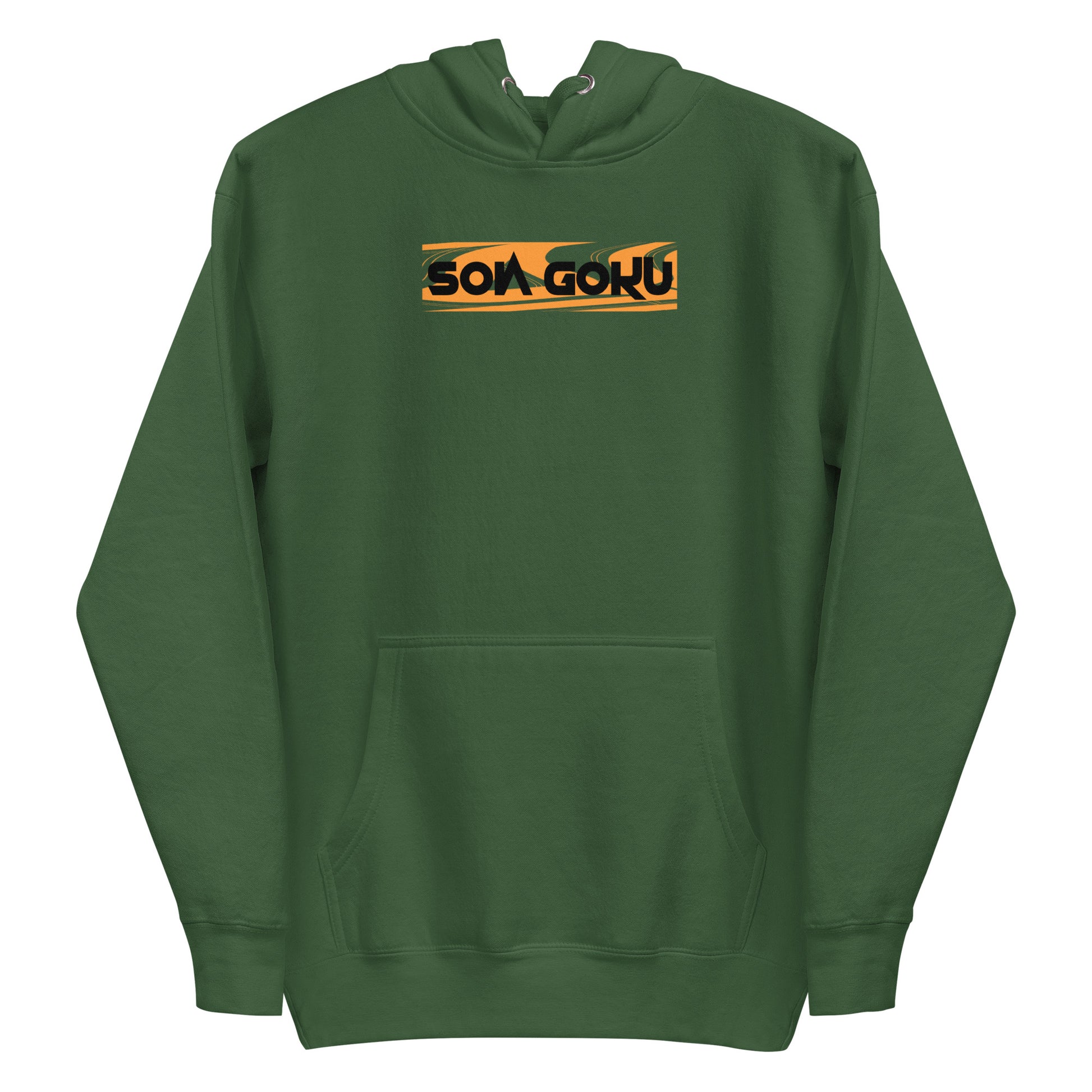 Front view of the Son Goku Warrior Forest Green Hoodie, featuring a bold design and premium comfort, perfect for anime fans and streetwear enthusiasts.