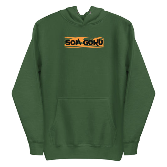 Front view of the Son Goku Warrior Forest Green Hoodie, featuring a bold design and premium comfort, perfect for anime fans and streetwear enthusiasts.