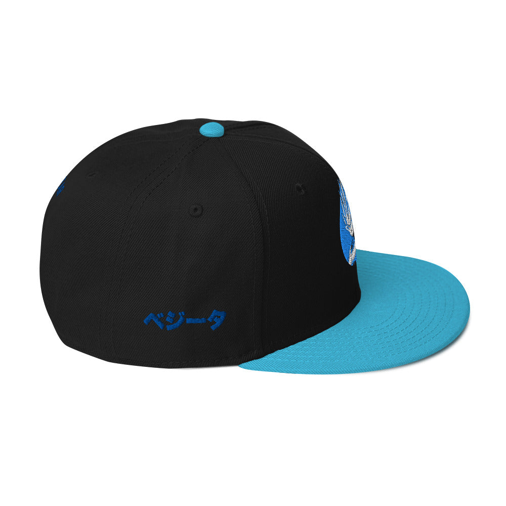 Right Side profile of Vegeta Snapback Hat showcasing its premium materials and bold design.